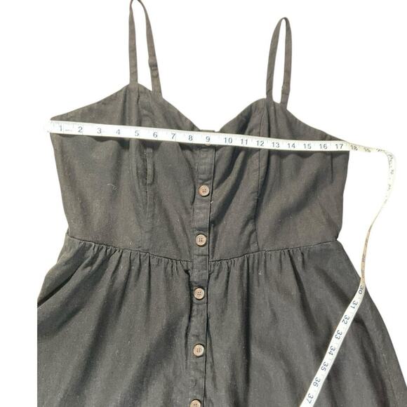 Old Navy Cami Dress Black Brown Button Baby Doll Dress Smock Back Size Large - Picture 9 of 10